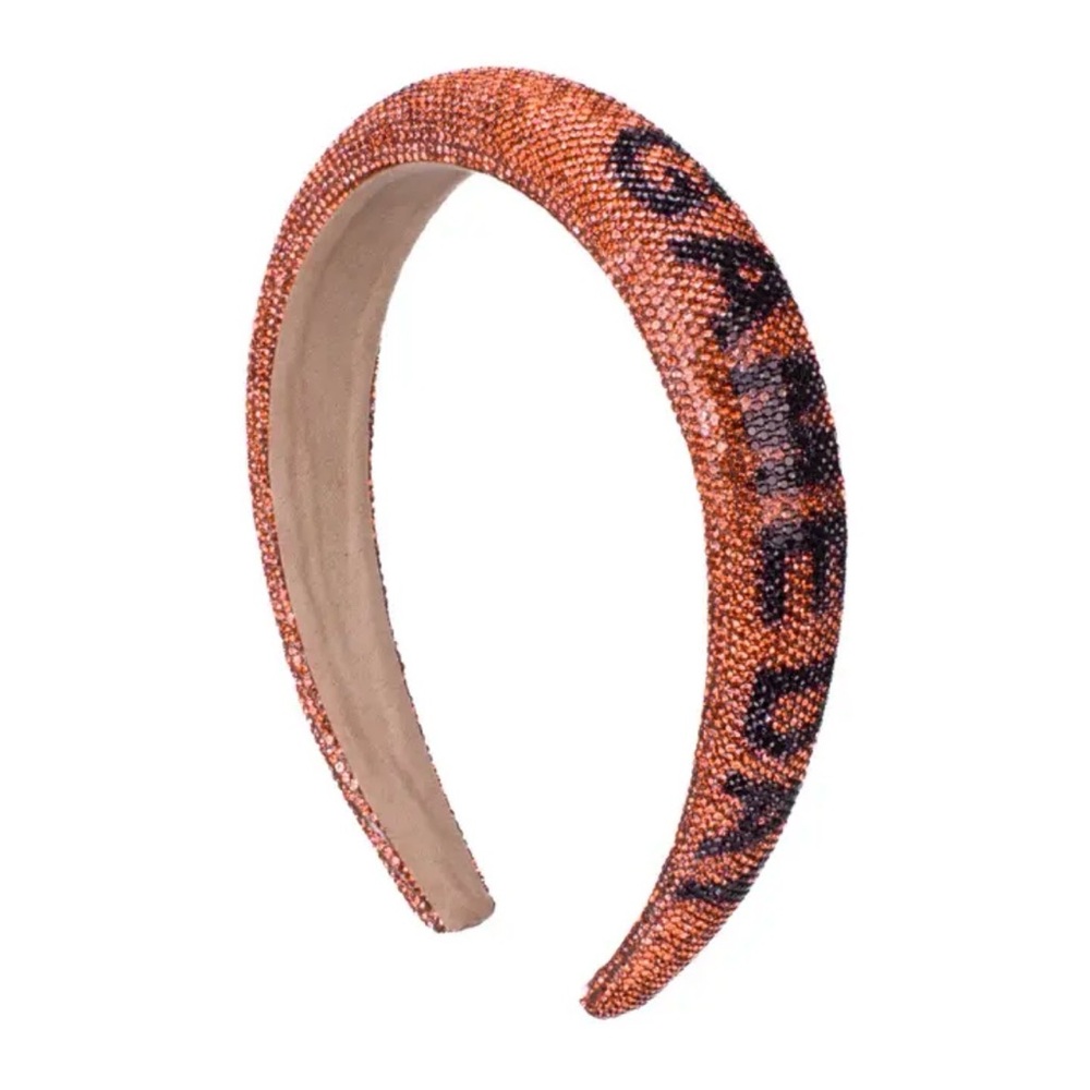 Juliet By Crystal Avenue NWT Game Day Orange/Black Rhinestone Puffy Headband